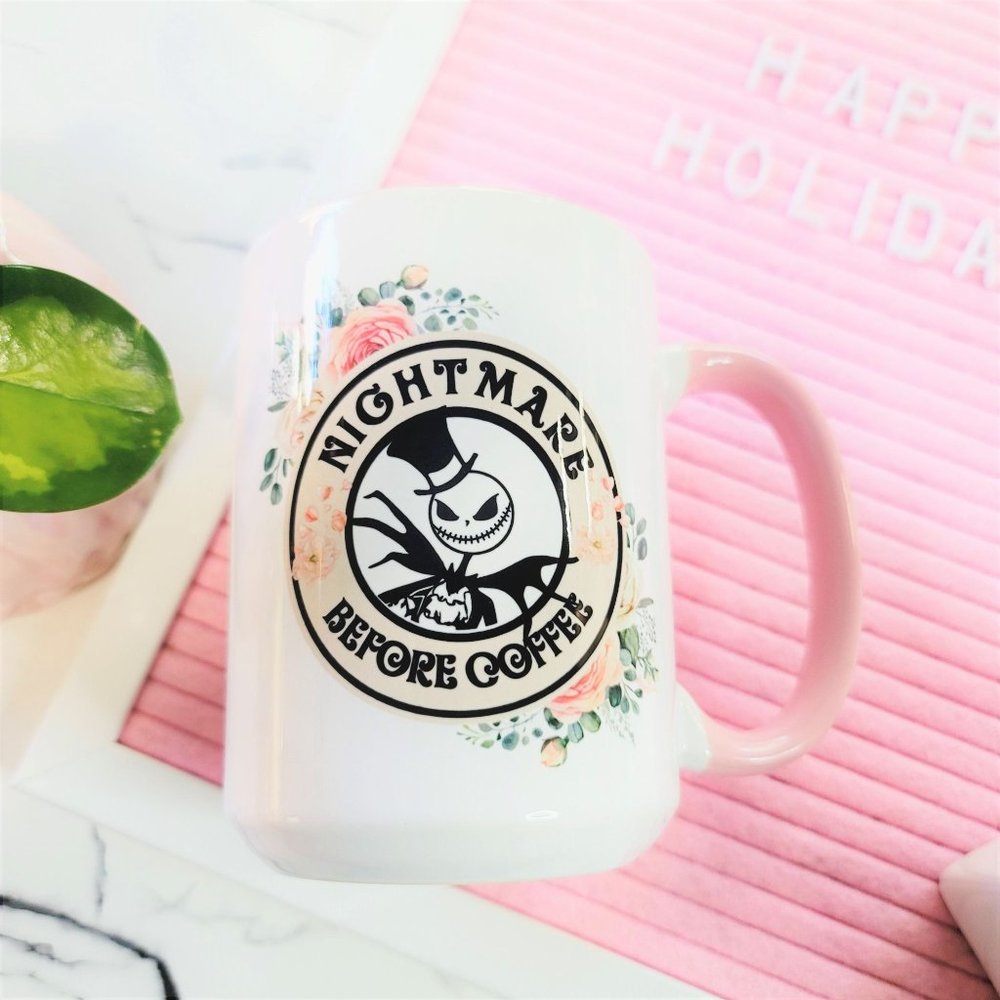 Jack Skellington Floral 15 Oz Ceramic Mug - Picture 3 of 6